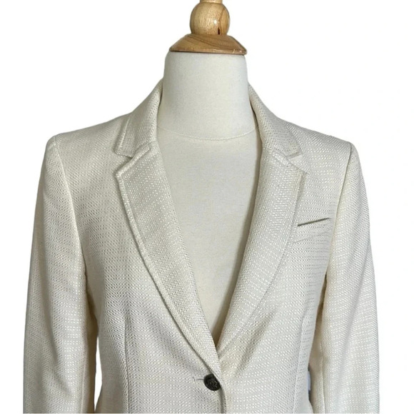 BANANA REPUBLIC Wool Blend Blazer Jacket Two Button Ivory Career Professional, 6 - Picture 2 of 16